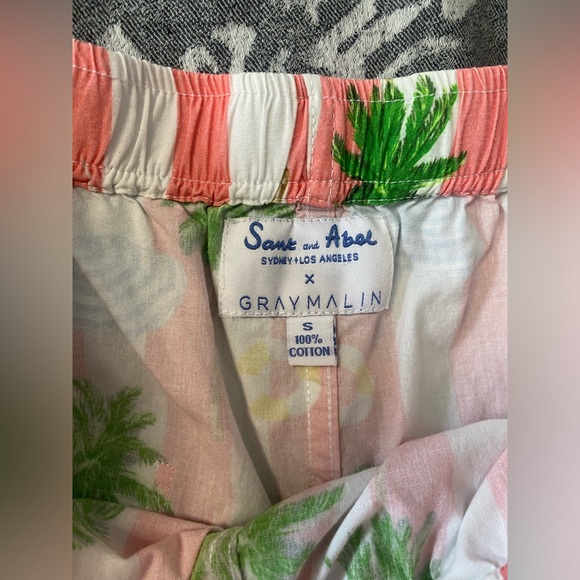 Sant And Abel Gray Malin 100% Cotton PJ Pant Pajama Set Small Striped Palm $198 - Picture 10 of 13
